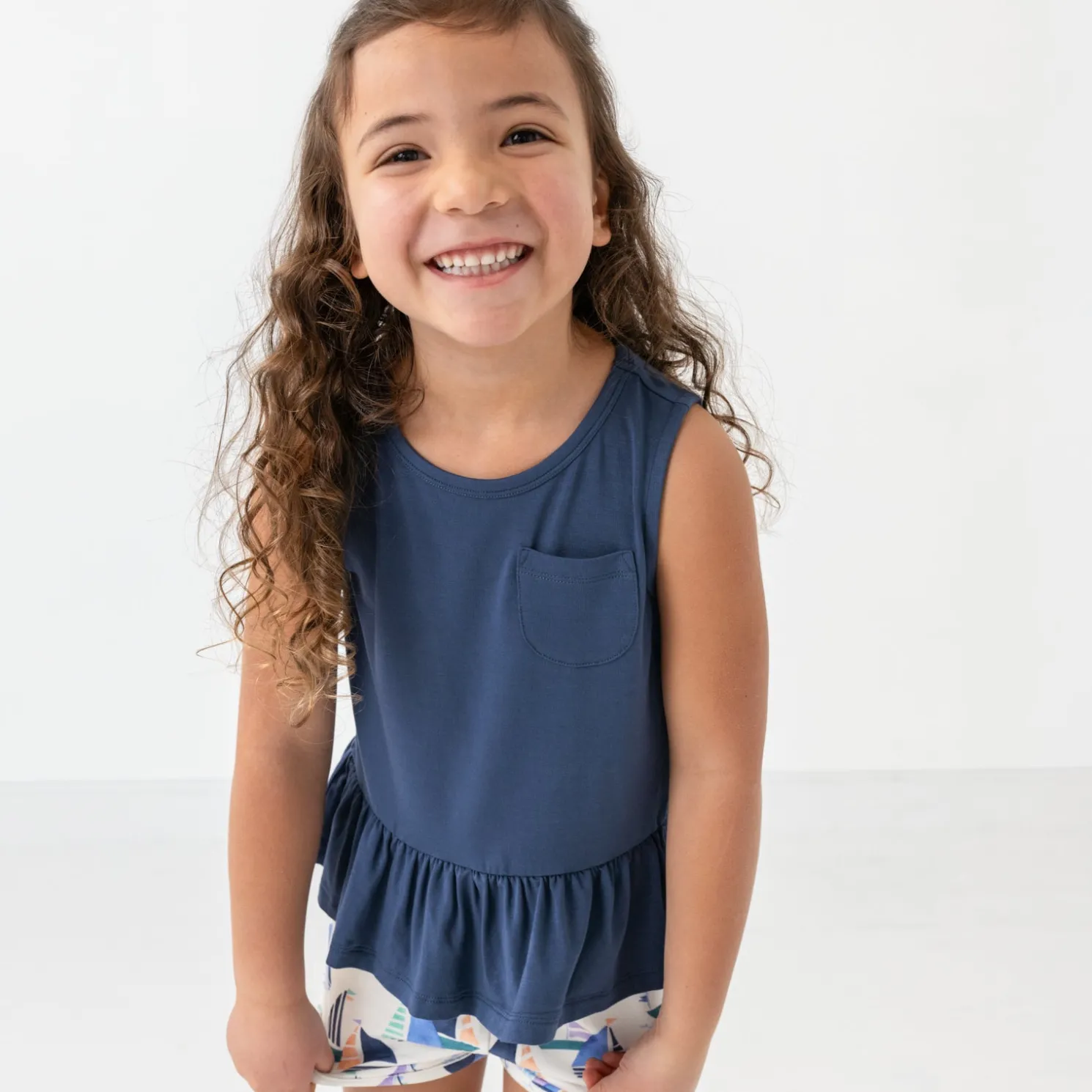 Vintage Navy Pocket Peplum Tank