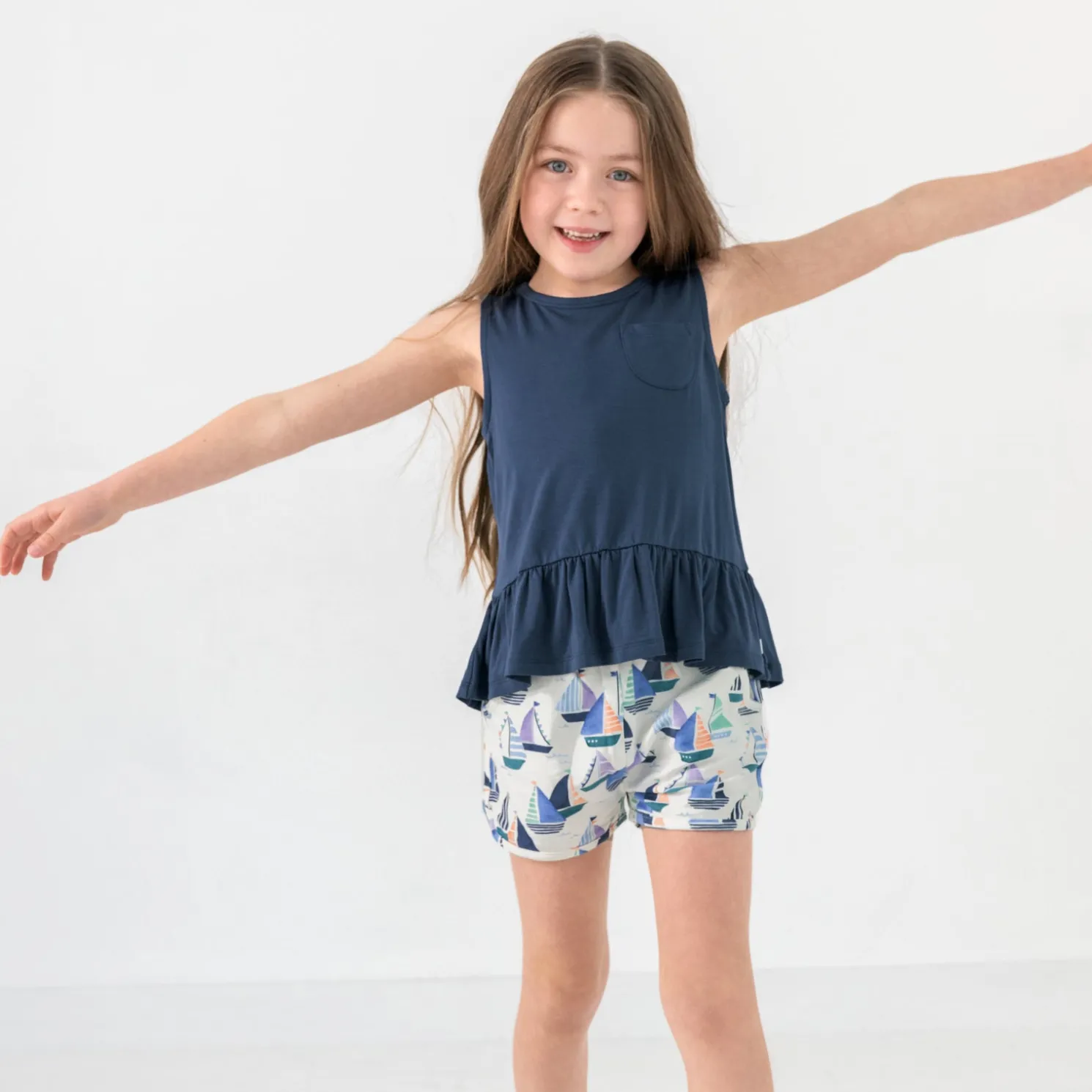 Vintage Navy Pocket Peplum Tank