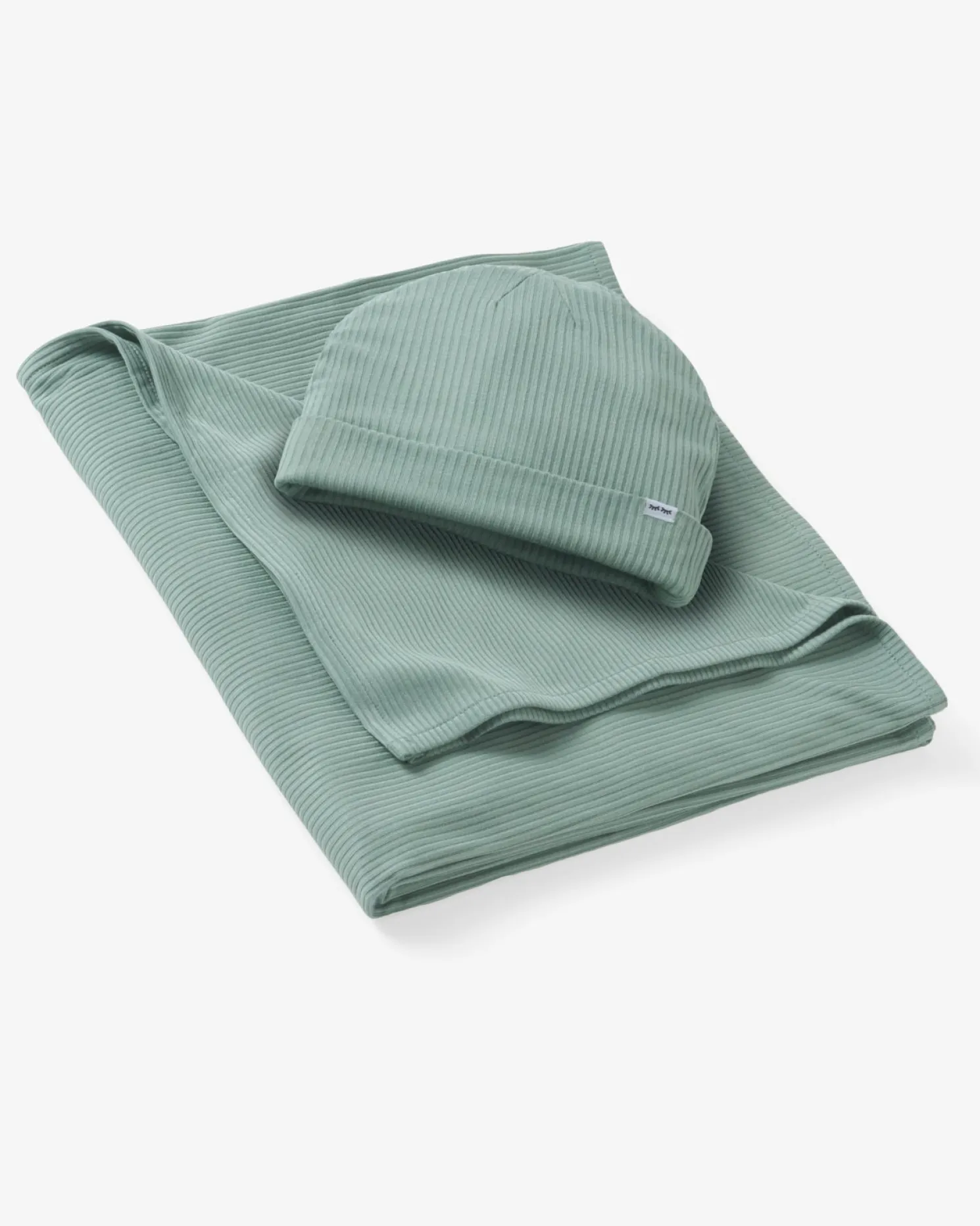 Willow Ribbed Swaddle & Infant Beanie Set
